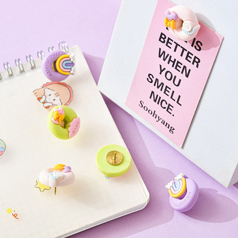 Cute Stationery Set: Basic Calculator, Long Tail Paper Clamp, Pens, Bookmark, Pushpin, Math Organizer for School, Office, Home, Classroom