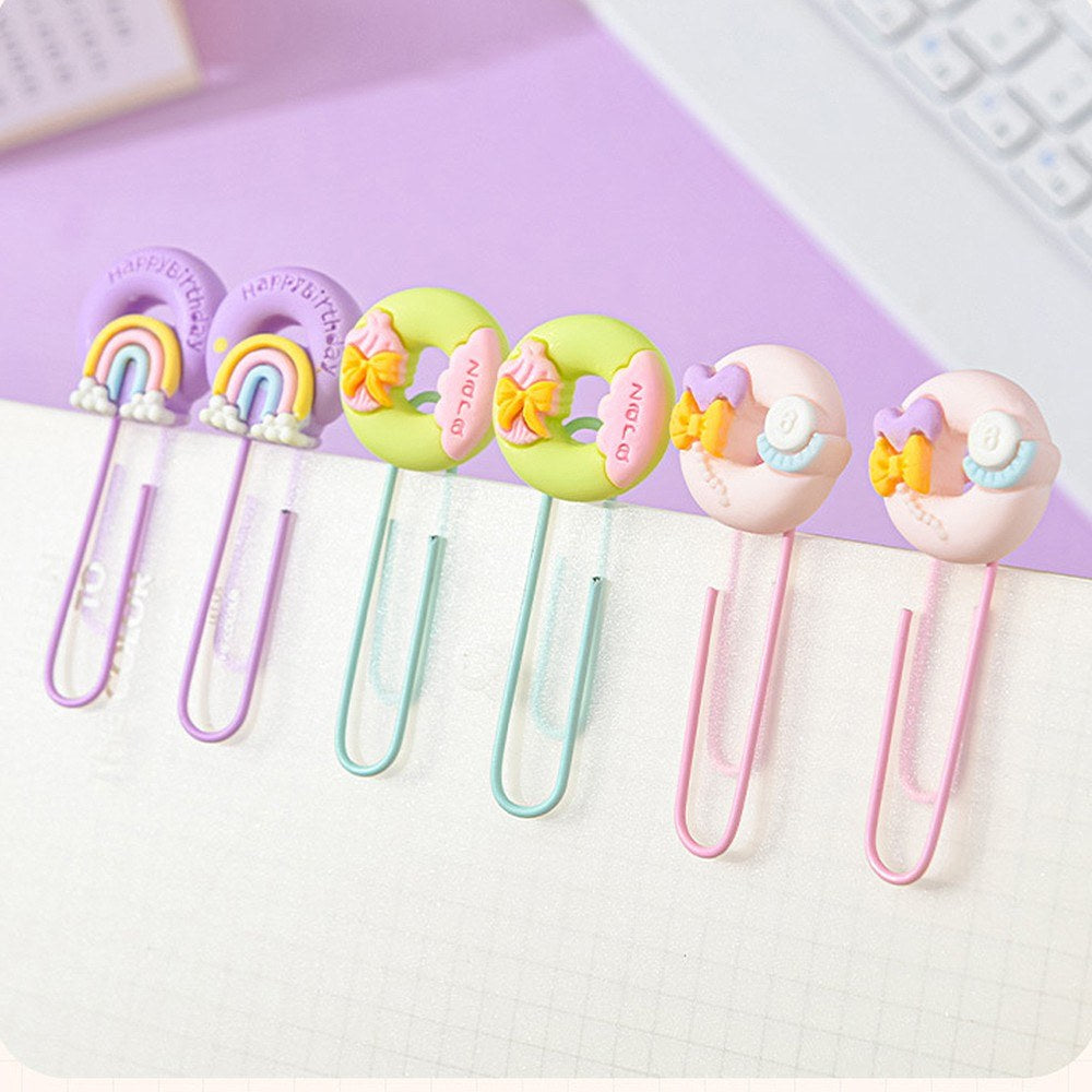 Cute Stationery Set: Basic Calculator, Long Tail Paper Clamp, Pens, Bookmark, Pushpin, Math Organizer for School, Office, Home, Classroom