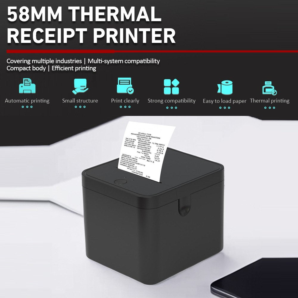 58mm POS Receipt Printer USB+Bluetooth for Shipping, Restaurant, Kitchen, Retail & Home Business
