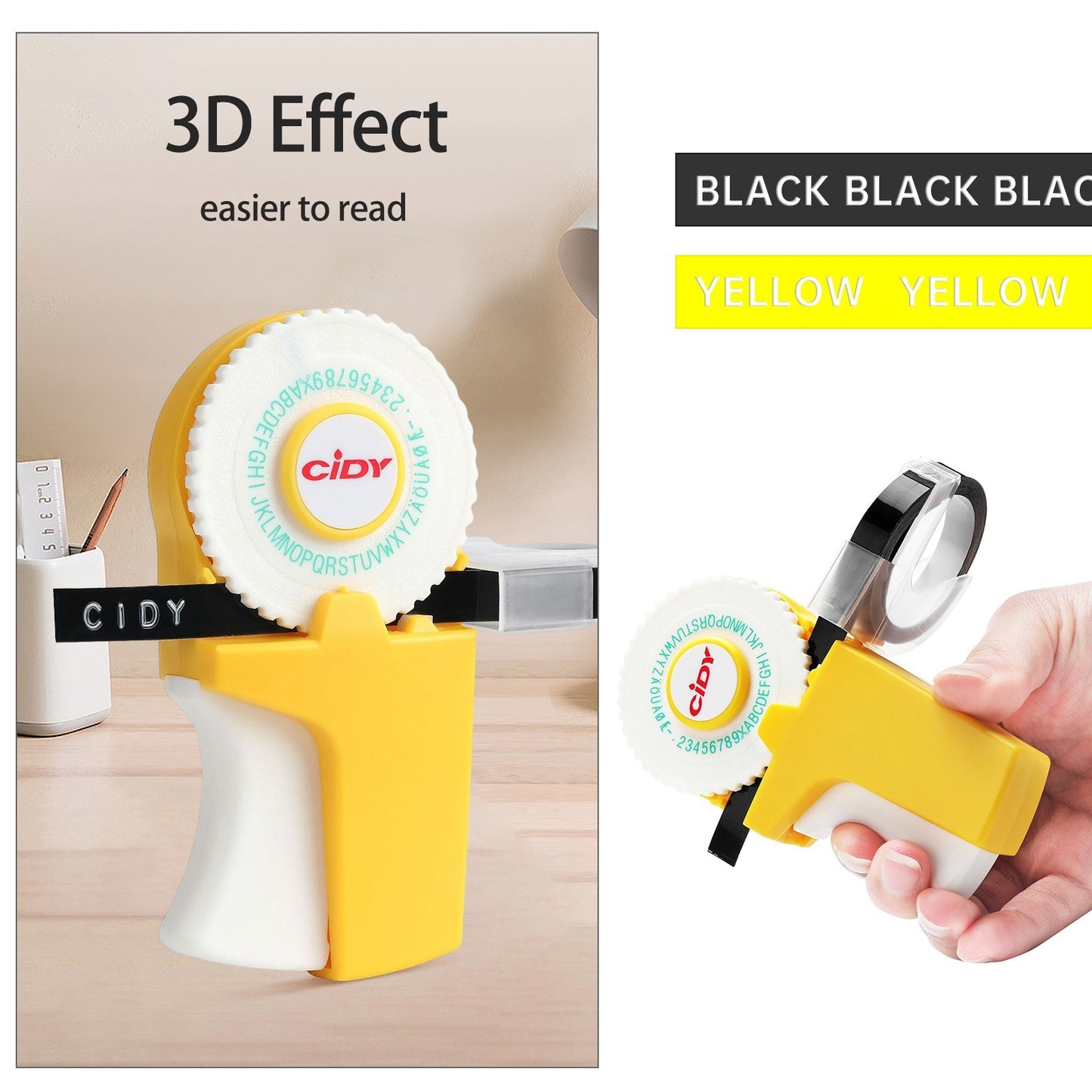 DIY Mini 3D Embossing Label Maker Typewriter with 2 Label Tapes - Handheld 9mm x 300cm