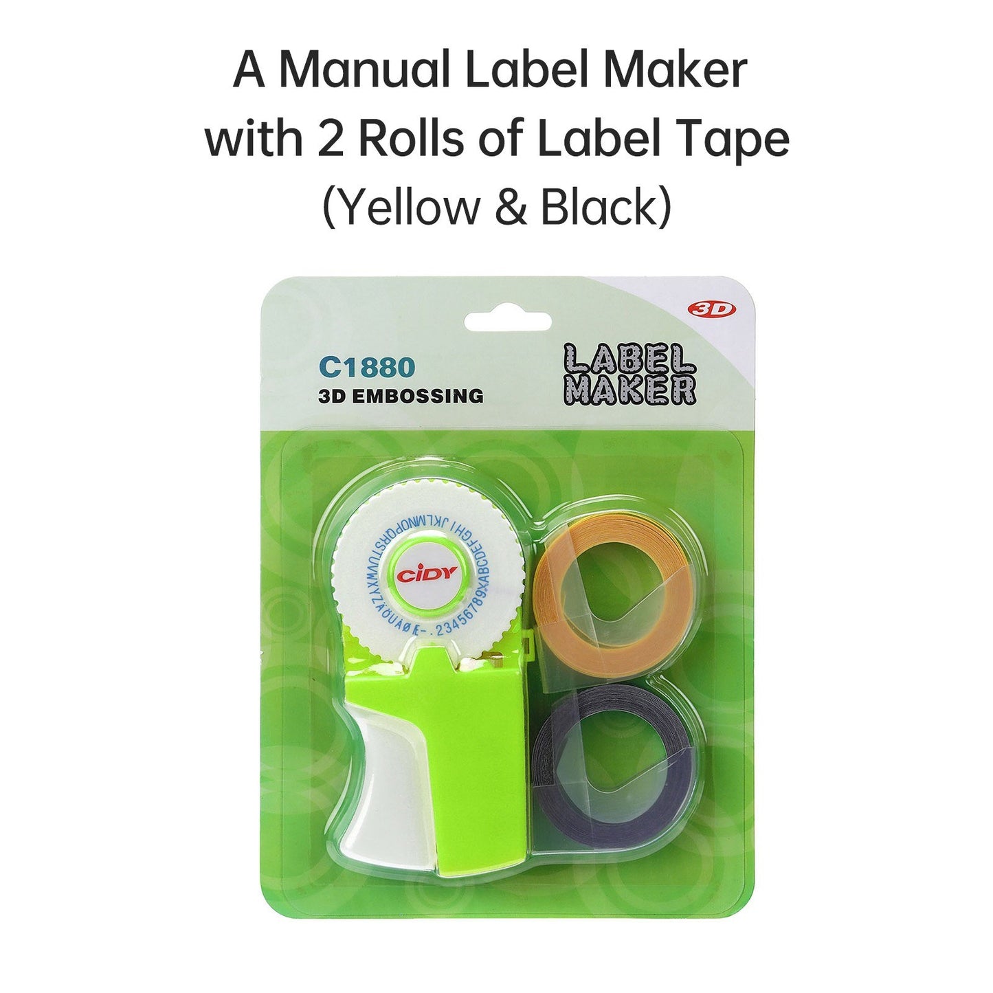DIY Mini 3D Embossing Label Maker Typewriter with 2 Label Tapes - Handheld 9mm x 300cm