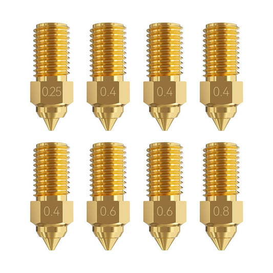 Creality Brass Nozzle Kit 8PCS (0.25mm, 4x0.4mm, 2x0.6mm, 0.8mm) for Ender-3 V3 SE / Ender-5 S1 / Ender-7