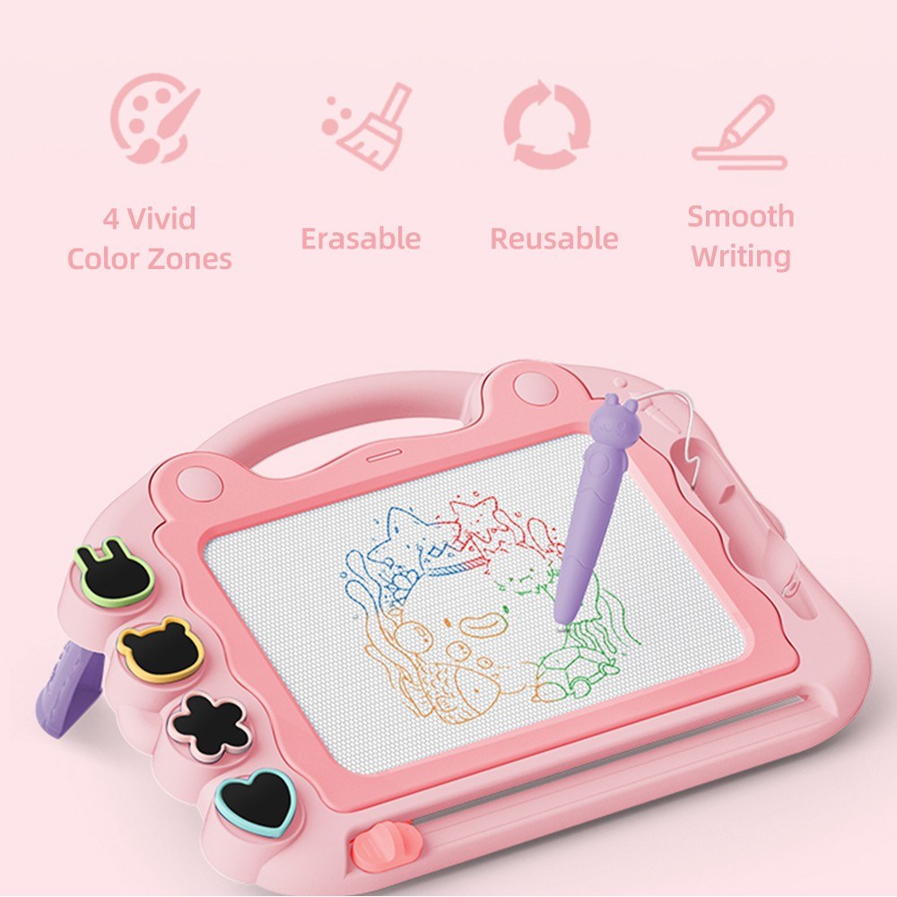 Toddler Magnetic Drawing Board with 4 Stamps & Pen – Educational Sketch Toy for Ages 2-3, Perfect Birthday Gift
