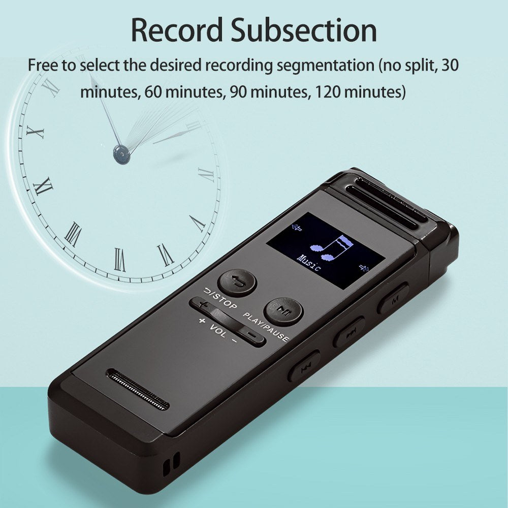 32GB Voice Activated Recorder & MP3 Music Player with Mic, Speaker, & Earphones