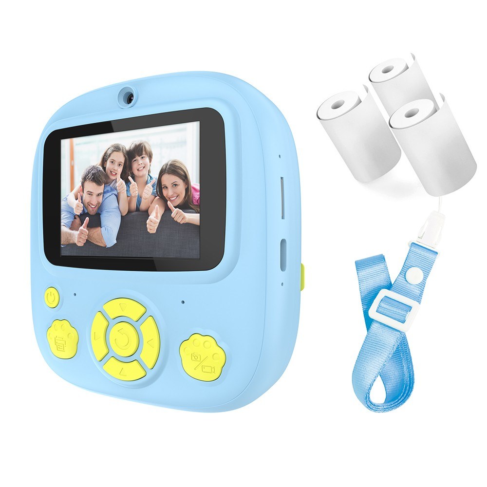Instant Thermal Printer Kids Camera with 1080P/720P Video Recording, 2.4-Inch Screen, Timer Shooting, 3 Inkless Print Rolls, 32GB Memory Card & Card Reader