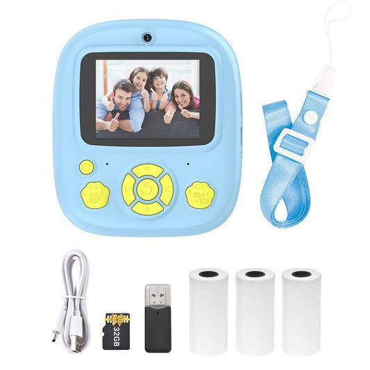 Instant Thermal Printer Kids Camera with 1080P/720P Video Recording, 2.4-Inch Screen, Timer Shooting, 3 Inkless Print Rolls, 32GB Memory Card & Card Reader