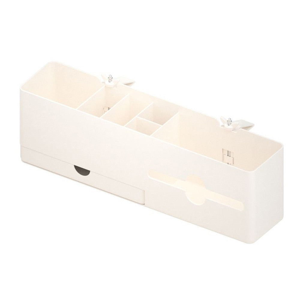NBX Desk Side Storage Box with Management Tray - 35.8x12.9x12.8cm Pencil and Marker Organizer
