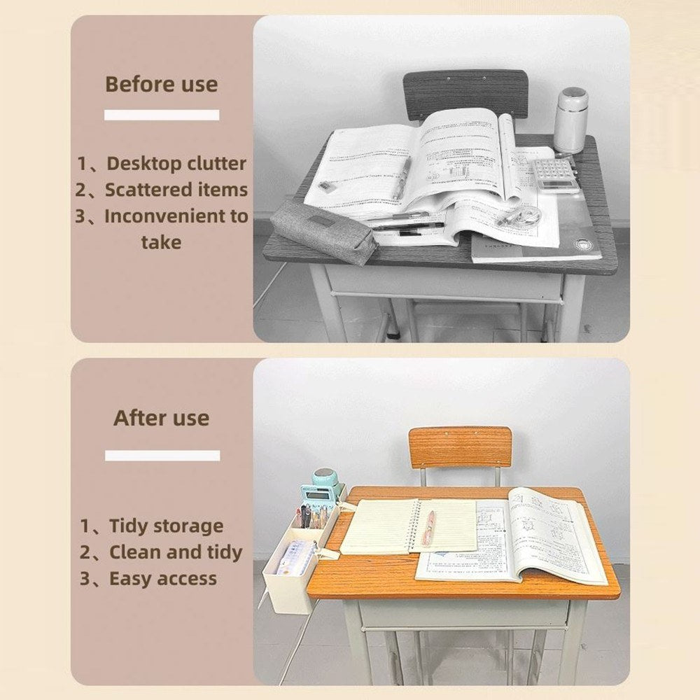 NBX Desk Side Storage Box with Management Tray - 35.8x12.9x12.8cm Pencil and Marker Organizer