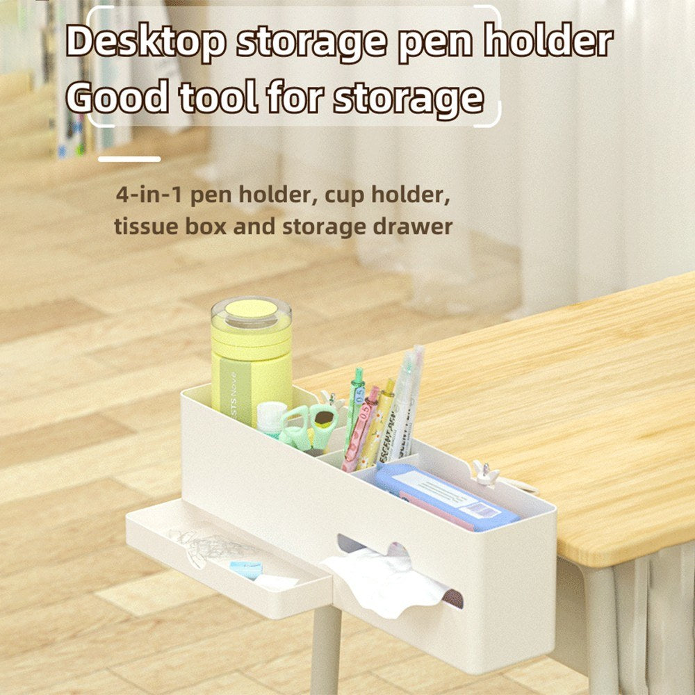 NBX Desk Side Storage Box with Management Tray - 35.8x12.9x12.8cm Pencil and Marker Organizer