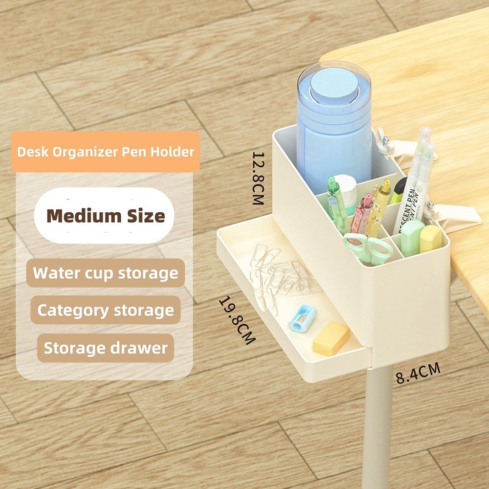 NBX Desk Side Storage Box with Management Tray - 35.8x12.9x12.8cm Pencil and Marker Organizer