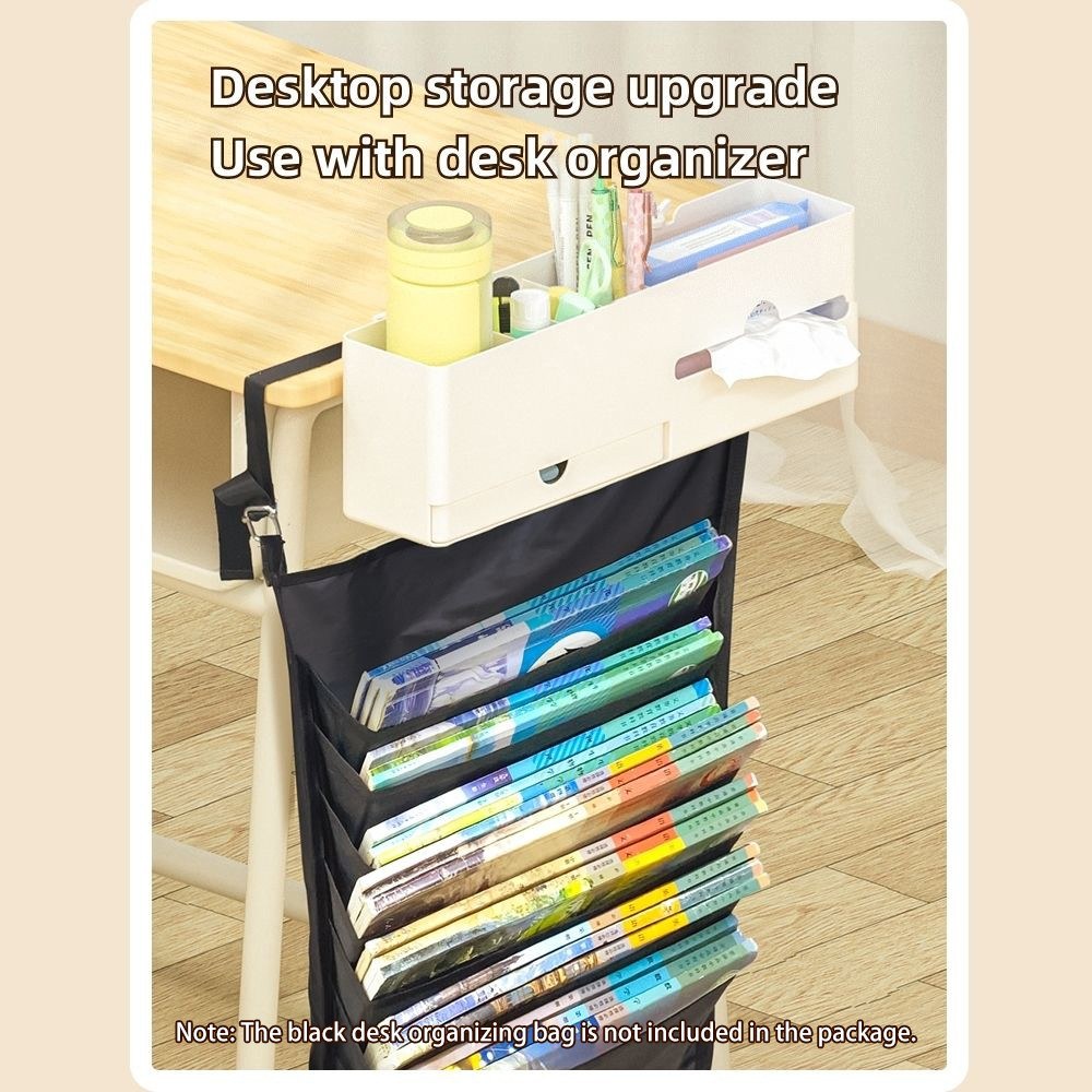 NBX Desk Side Storage Box with Management Tray - 35.8x12.9x12.8cm Pencil and Marker Organizer