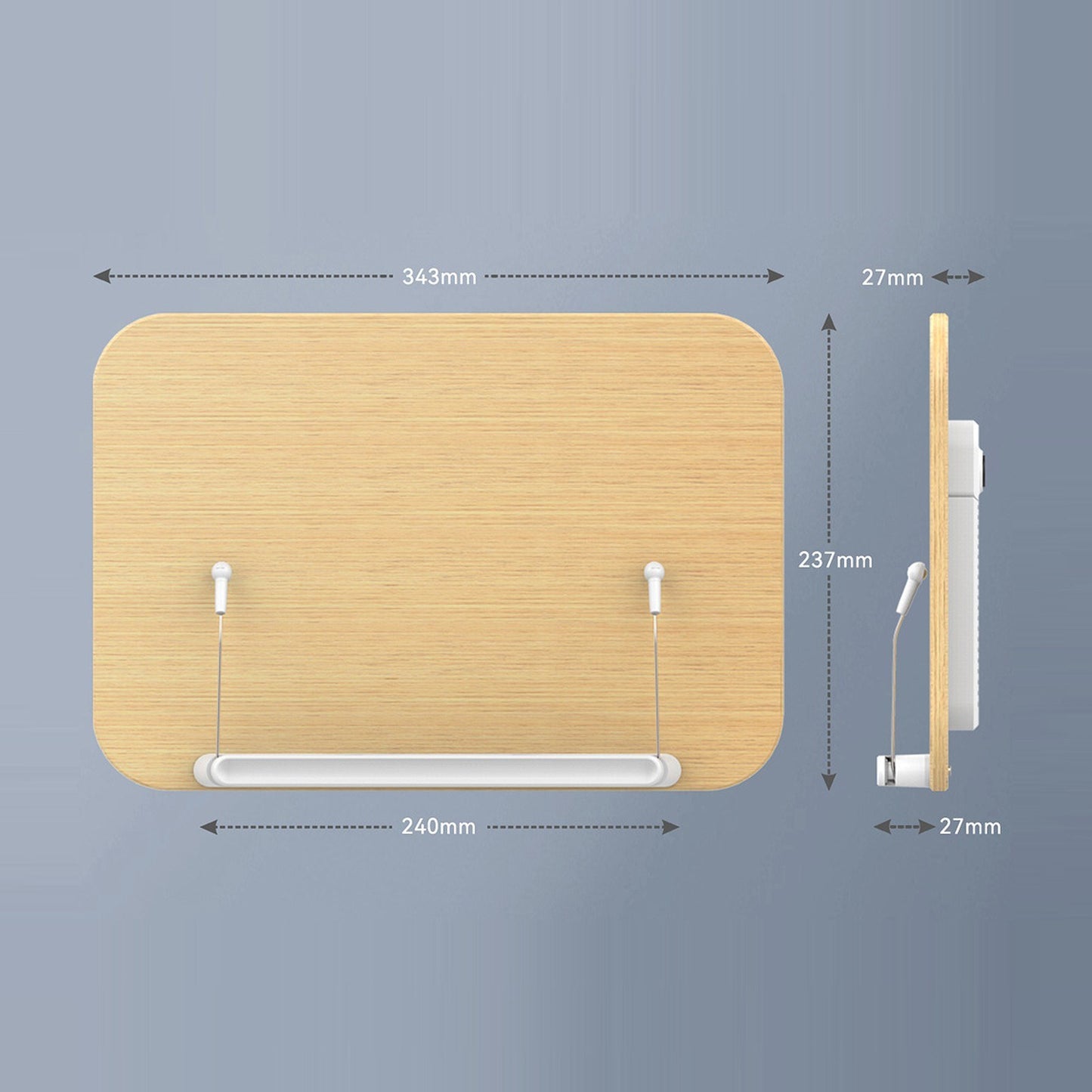 Wooden Desktop Book Stand with Rolling Page Clips for Reading