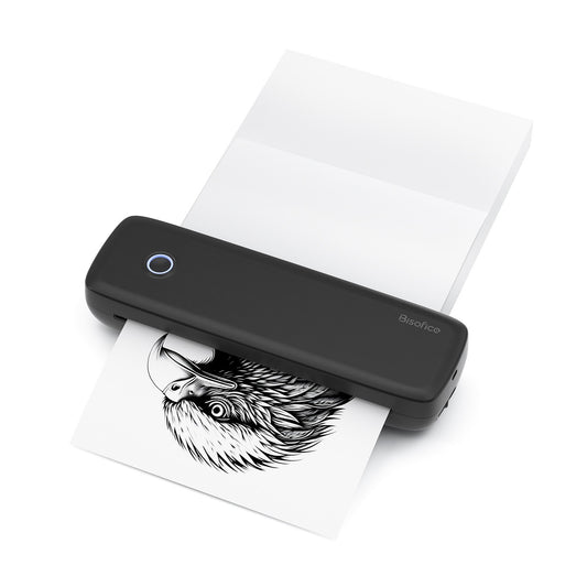 Wireless A4 Portable Thermal Transfer Printer with USB - No Ink Needed, Compatible with Windows/Mac, Perfect for Office, School & Tattoo Designs - Includes 1 Paper Roll