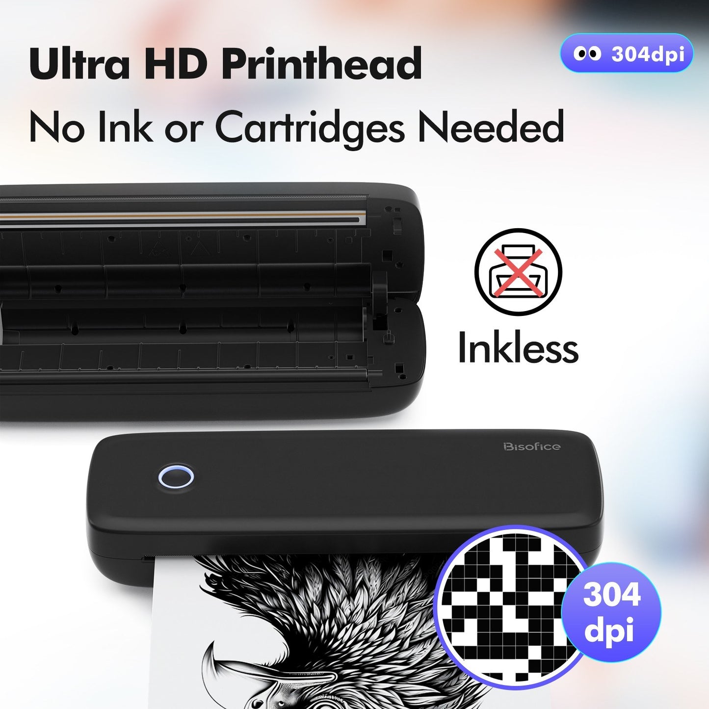 Wireless A4 Portable Thermal Transfer Printer with USB - No Ink Needed, Compatible with Windows/Mac, Perfect for Office, School & Tattoo Designs - Includes 1 Paper Roll