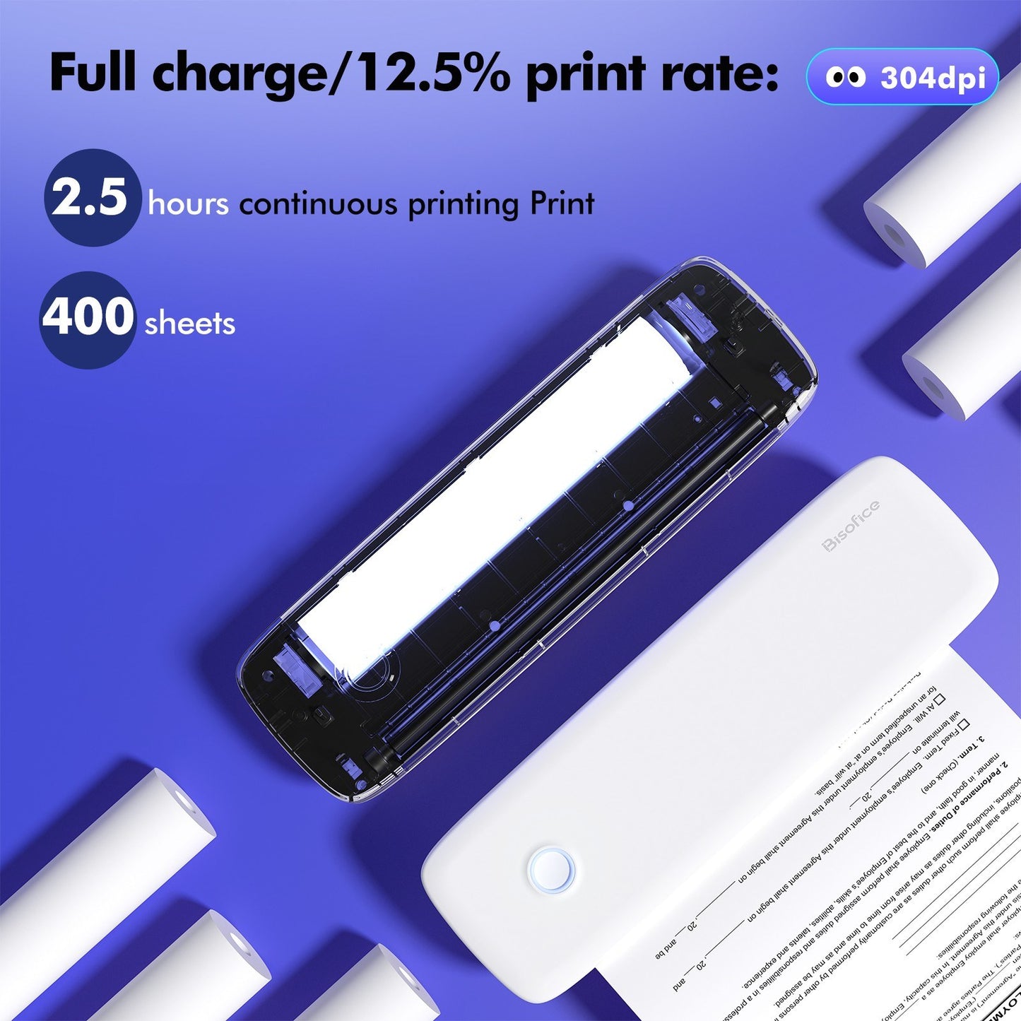Wireless A4 Portable Thermal Transfer Printer with USB - No Ink Needed, Compatible with Windows/Mac, Perfect for Office, School & Tattoo Designs - Includes 1 Paper Roll