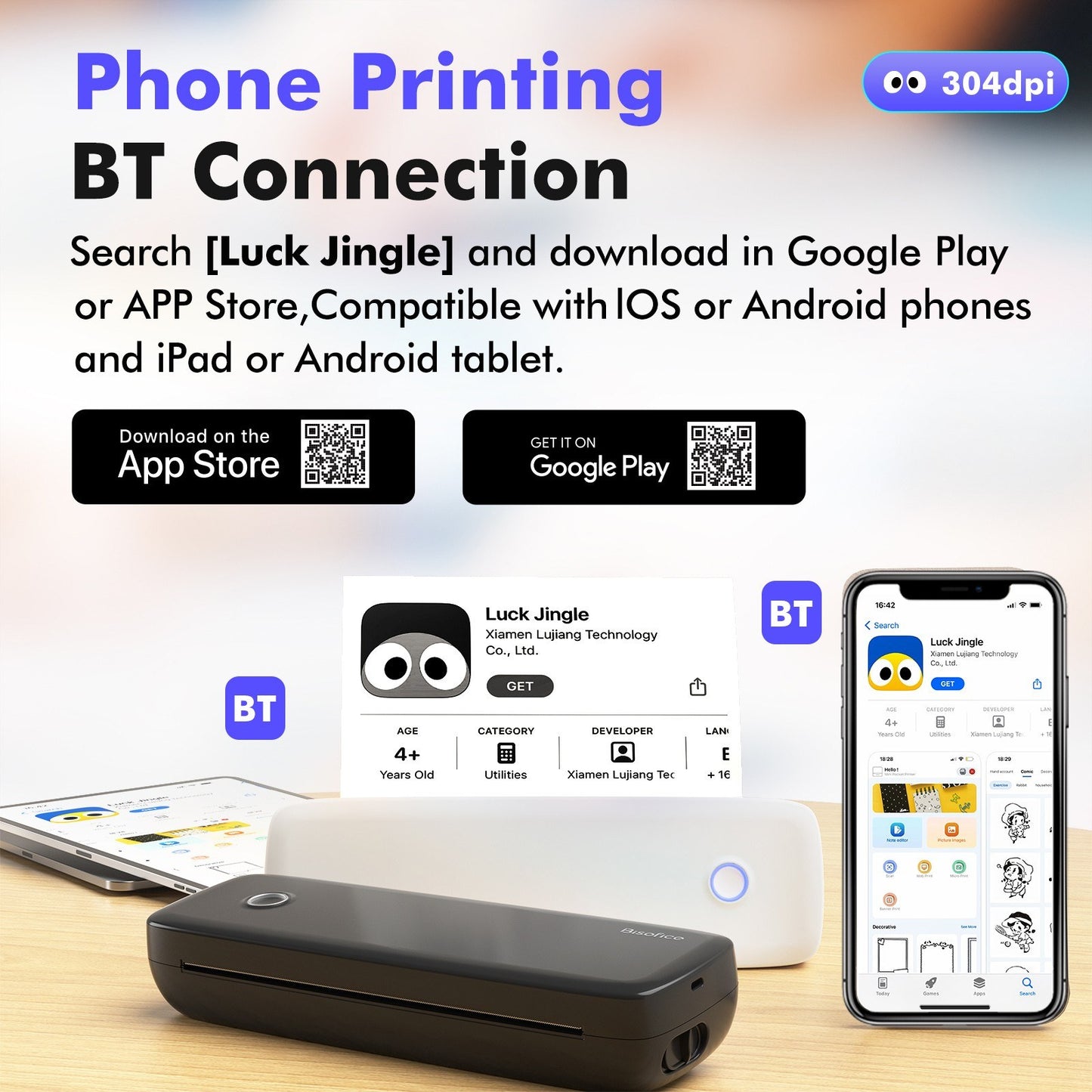 Wireless A4 Portable Thermal Transfer Printer with USB - No Ink Needed, Compatible with Windows/Mac, Perfect for Office, School & Tattoo Designs - Includes 1 Paper Roll