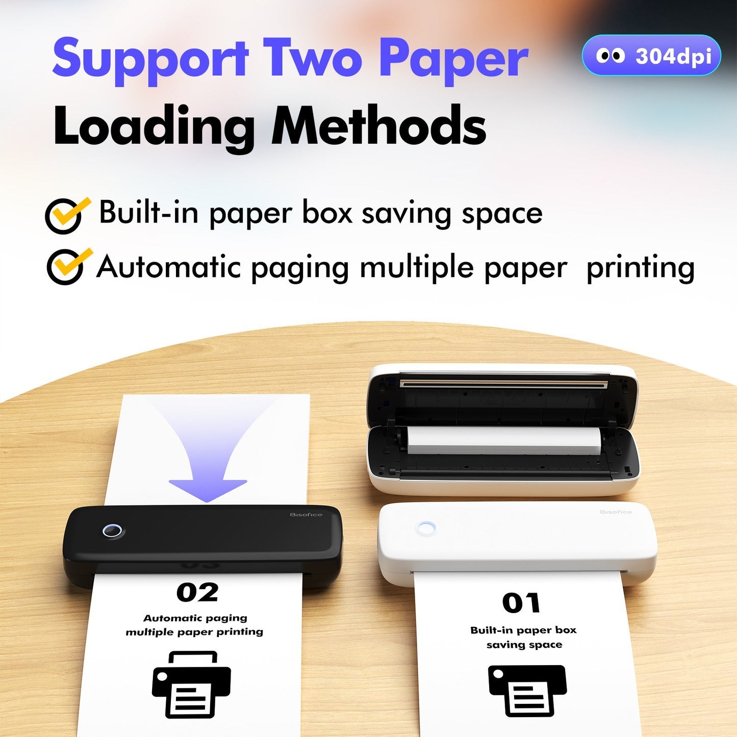 Wireless A4 Portable Thermal Transfer Printer with USB - No Ink Needed, Compatible with Windows/Mac, Perfect for Office, School & Tattoo Designs - Includes 1 Paper Roll