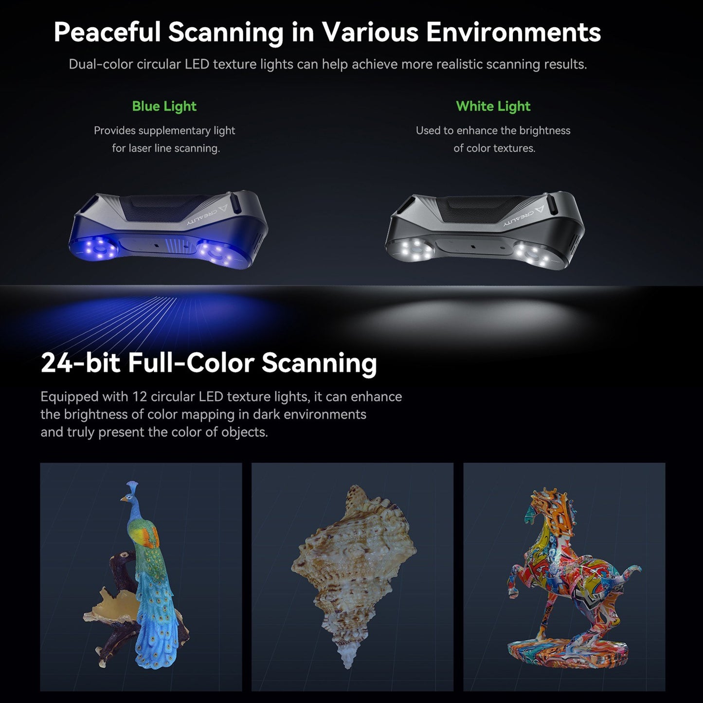 Creality 3D CR-Scan Raptor Multi-line Blue & NIR 3D Scanner for Printing & Reverse Engineering - Handheld, 60FPS, Anti-Shake, Windows & Mac Compatible