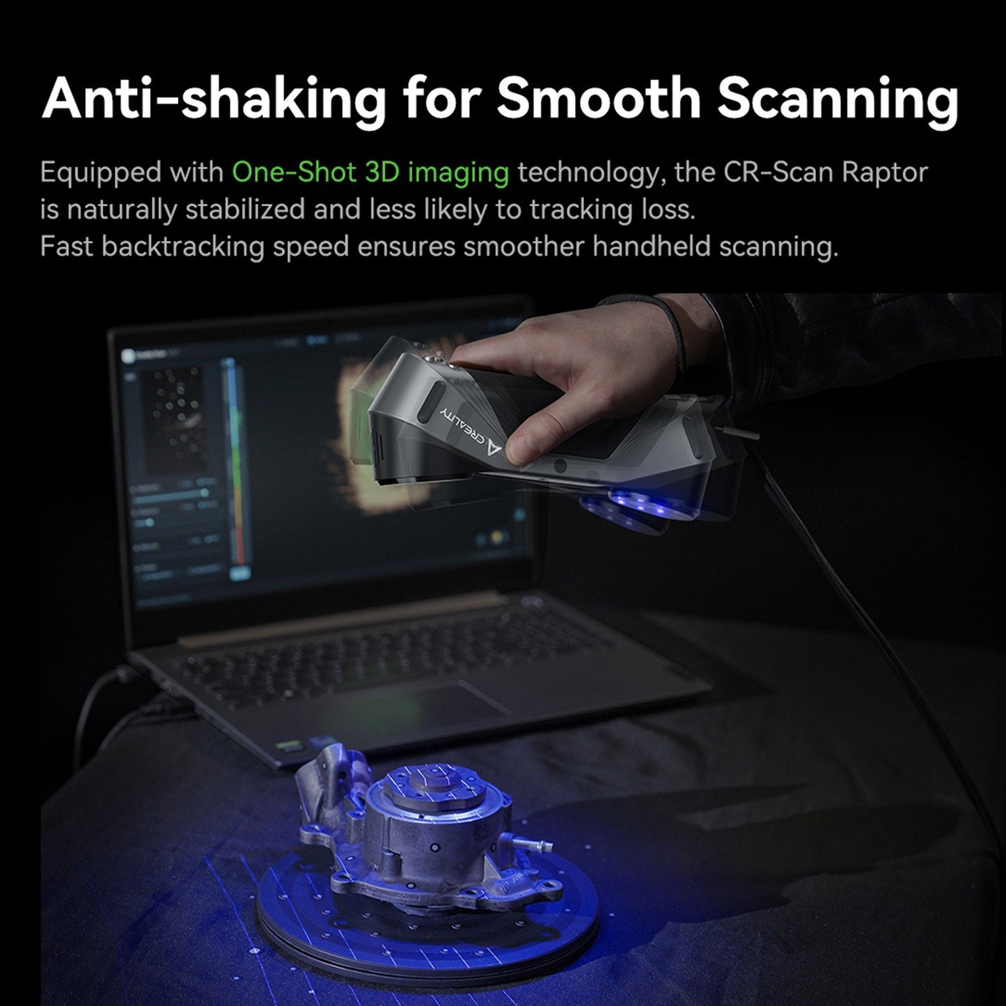Creality 3D CR-Scan Raptor Multi-line Blue & NIR 3D Scanner for Printing & Reverse Engineering - Handheld, 60FPS, Anti-Shake, Windows & Mac Compatible