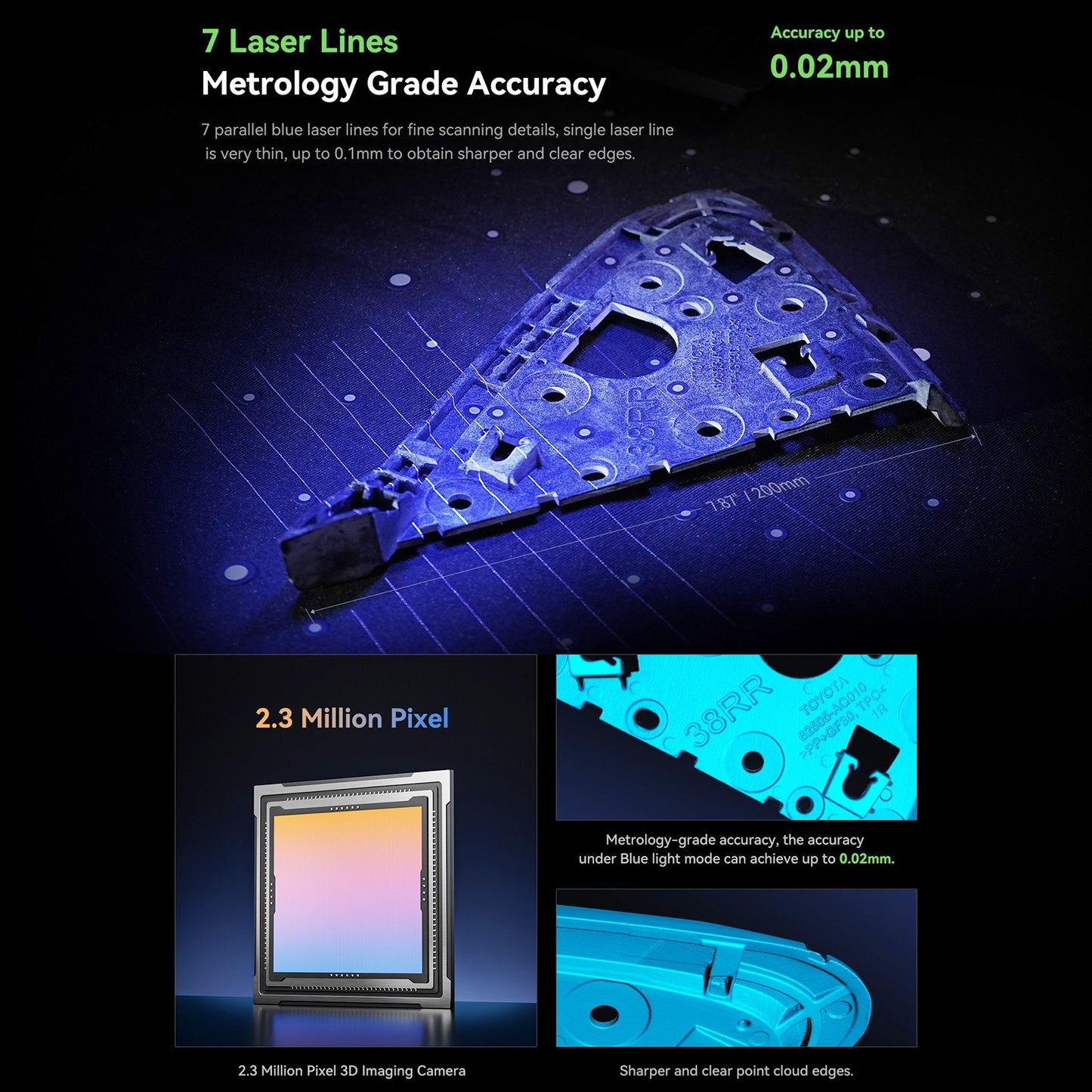 Creality 3D CR-Scan Raptor Multi-line Blue & NIR 3D Scanner for Printing & Reverse Engineering - Handheld, 60FPS, Anti-Shake, Windows & Mac Compatible