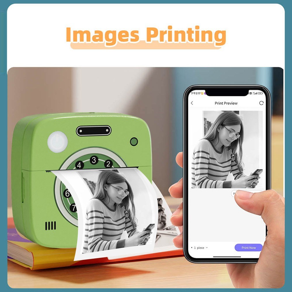 Portable Mini Pocket Thermal Printer - Instant Photo & Label Maker, Scrapbook & Journal Tool, Includes 57x26mm Paper Roll