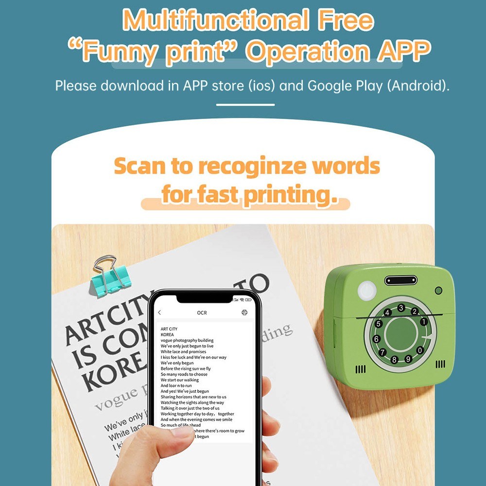 Portable Mini Pocket Thermal Printer - Instant Photo & Label Maker, Scrapbook & Journal Tool, Includes 57x26mm Paper Roll