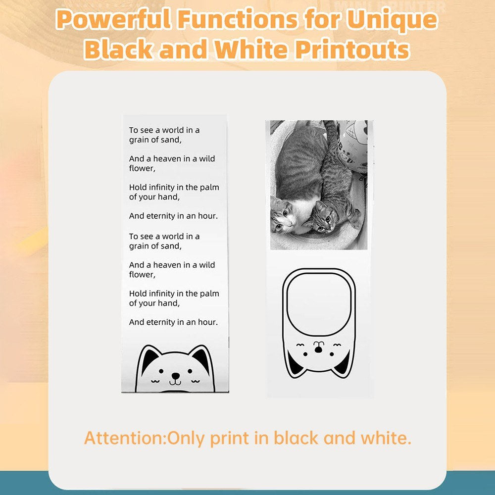 Portable Mini Pocket Thermal Printer - Instant Photo & Label Maker, Scrapbook & Journal Tool, Includes 57x26mm Paper Roll