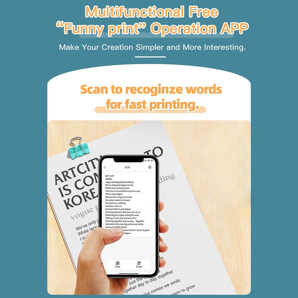 Portable Mini Pocket Printer - Instant Thermal Photo & Label Maker with 1 Roll (57x26mm), Perfect for Receipts, Memos, Stickers, DIY Journals & Scrapbooking