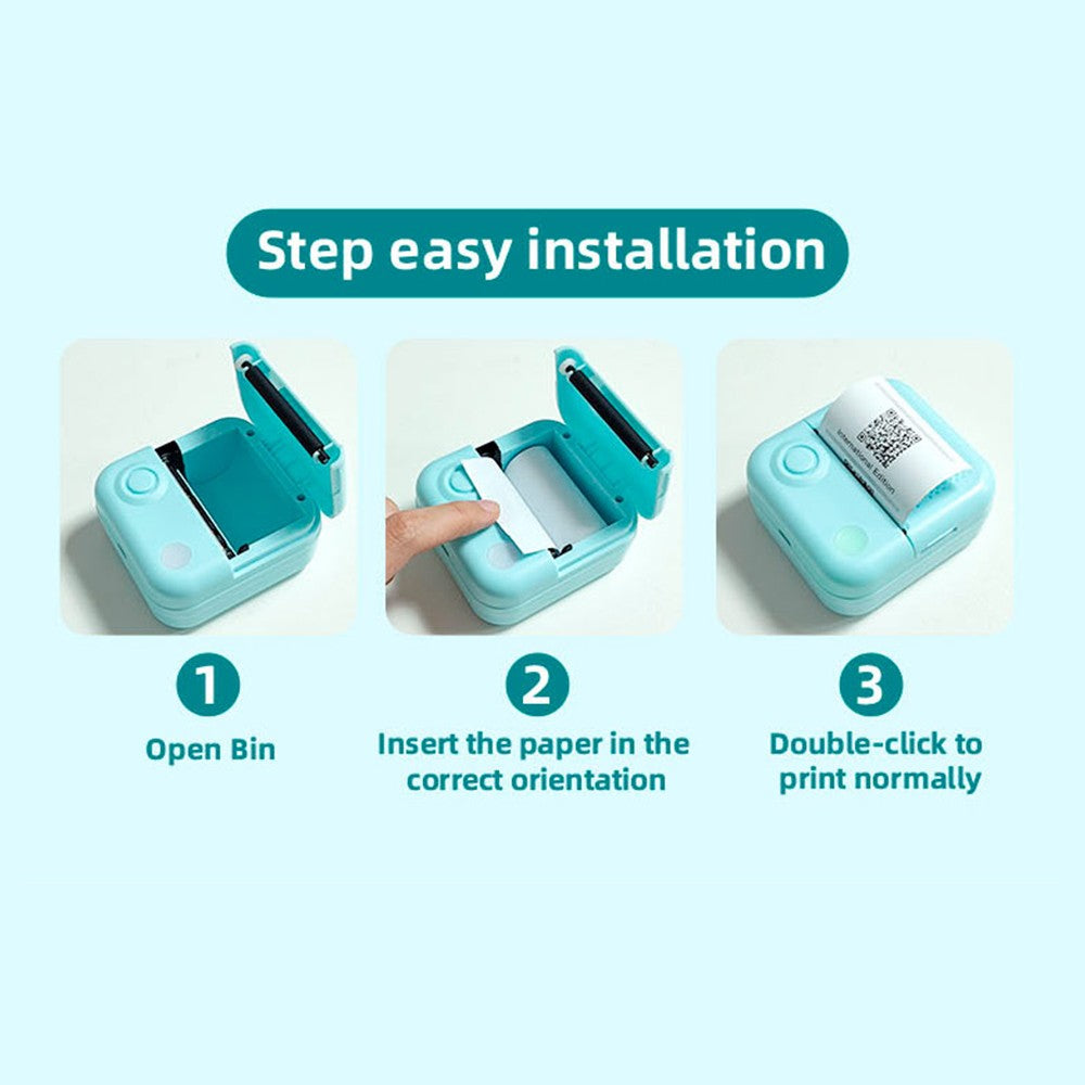 Portable Mini Pocket Printer - Instant Thermal Photo & Label Maker with 1 Roll (57x26mm), Perfect for Receipts, Memos, Stickers, DIY Journals & Scrapbooking