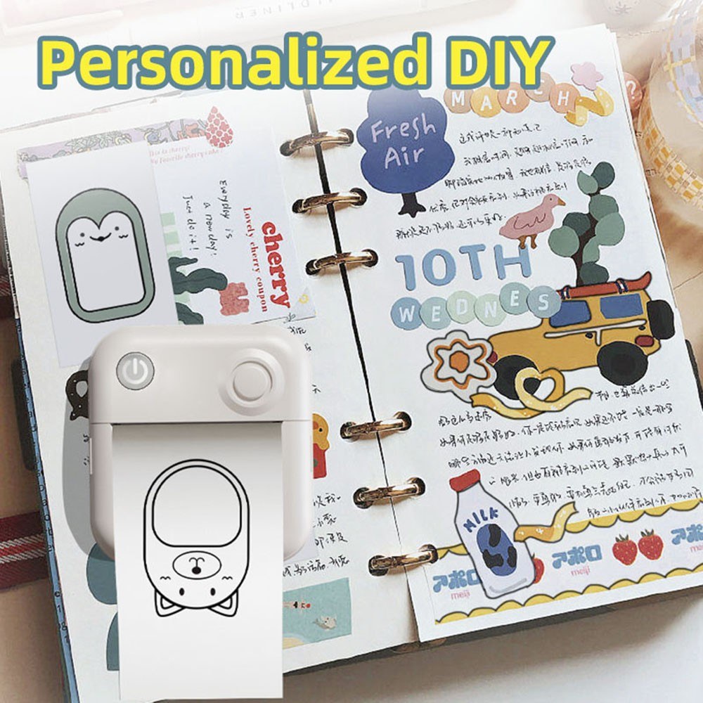 Portable Mini Pocket Printer - Instant Thermal Photo & Label Maker with 1 Roll (57x26mm), Perfect for Receipts, Memos, Stickers, DIY Journals & Scrapbooking