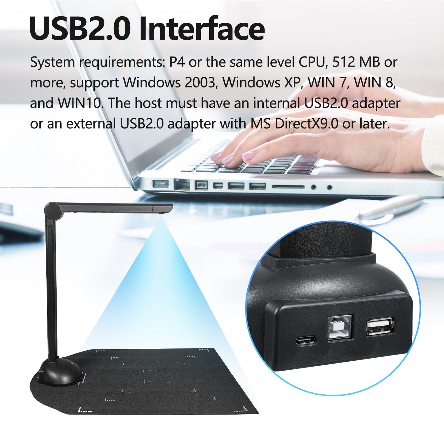 A3 A4 Document Camera Book Scanner with LED Fill Light
