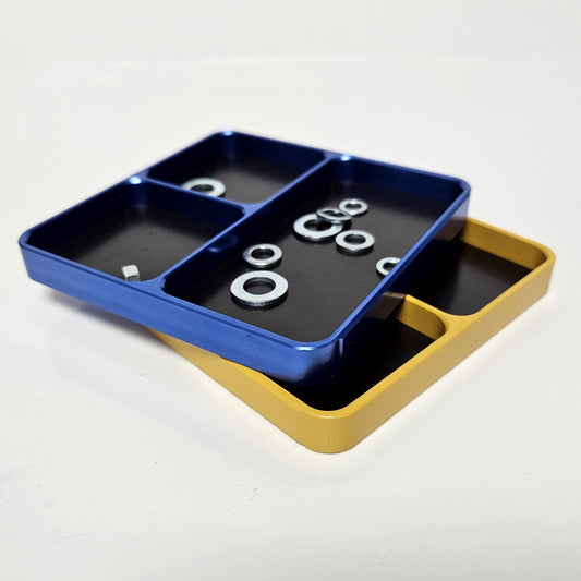 4-Compartment Magnetic Screws Tray Organizer for RC Cars Tools & Parts with Removable Pad for Sockets, Bolts, Pins, Nuts