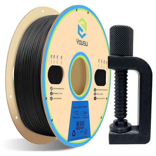 YOUSU Polypropylene 1.75mm PP Filament for 3D Printers, 1kg (2.2lbs) - Black | Compatible with Creality, Anycubic, Flashforge FDM Models