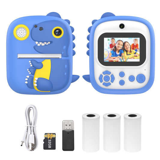 Childrens Portable Mini Photo Printer with Dual 1200W Cameras, 2.4 Screen, Music & Games, OTG, 3 Print Rolls, 32GB Card & Reader