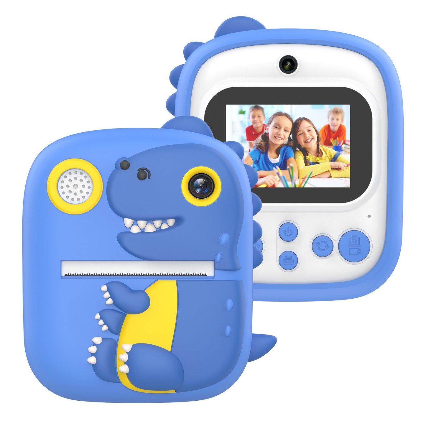 Childrens Portable Mini Photo Printer with Dual 1200W Cameras, 2.4 Screen, Music & Games, OTG, 3 Print Rolls, 32GB Card & Reader