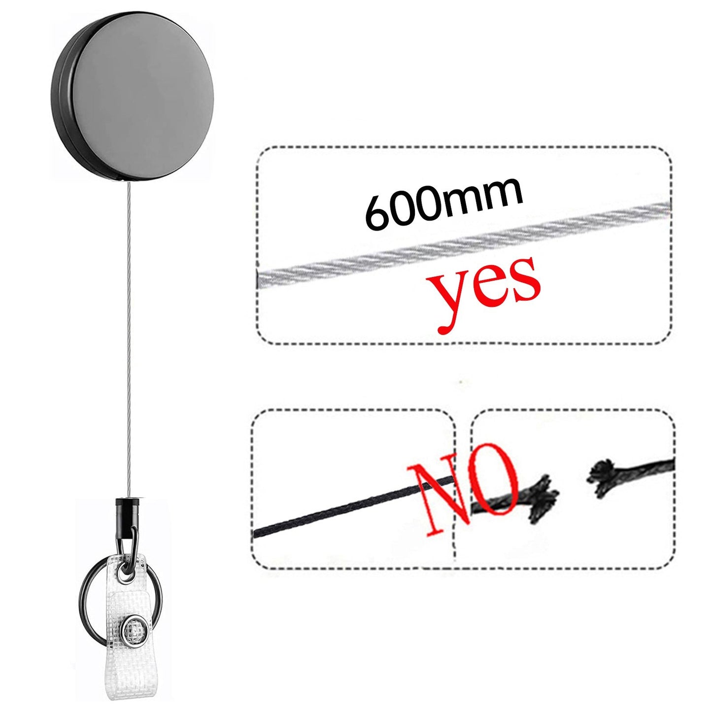 3-Pack Metal Retractable Badge Holder with Key Ring Clip and ID Lanyard