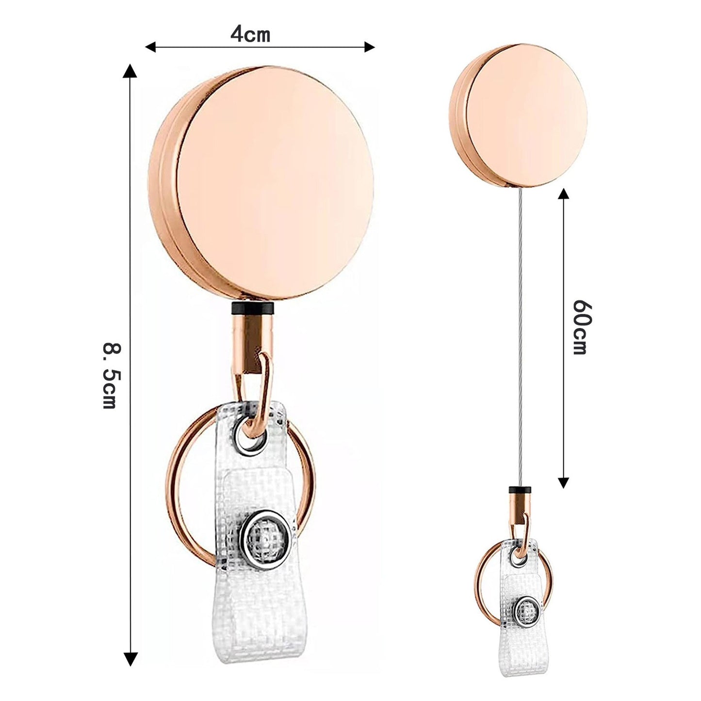 3-Pack Metal Retractable Badge Holder with Key Ring Clip and ID Lanyard