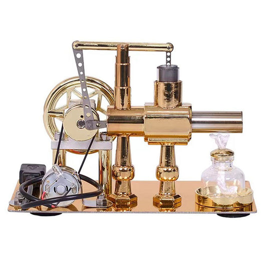 Six-Pointed Star Stirling Engine Model with LED - Hot Air Generator Motor