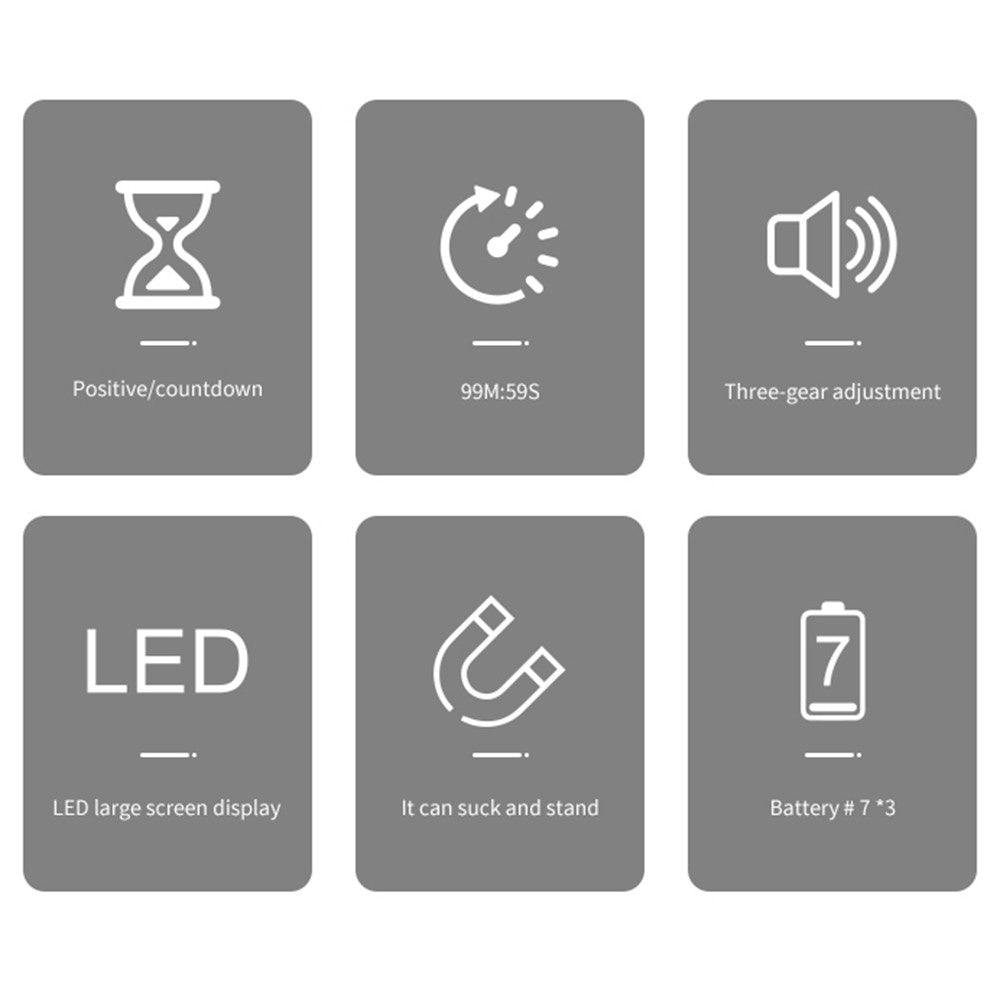 Magnetic Digital Kitchen Timer with Count Up/Down, Stand & Large LED Display