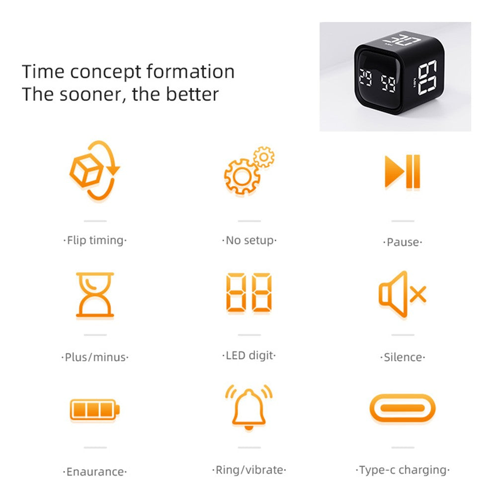 Gravity Sensor Rotating Cube Timer