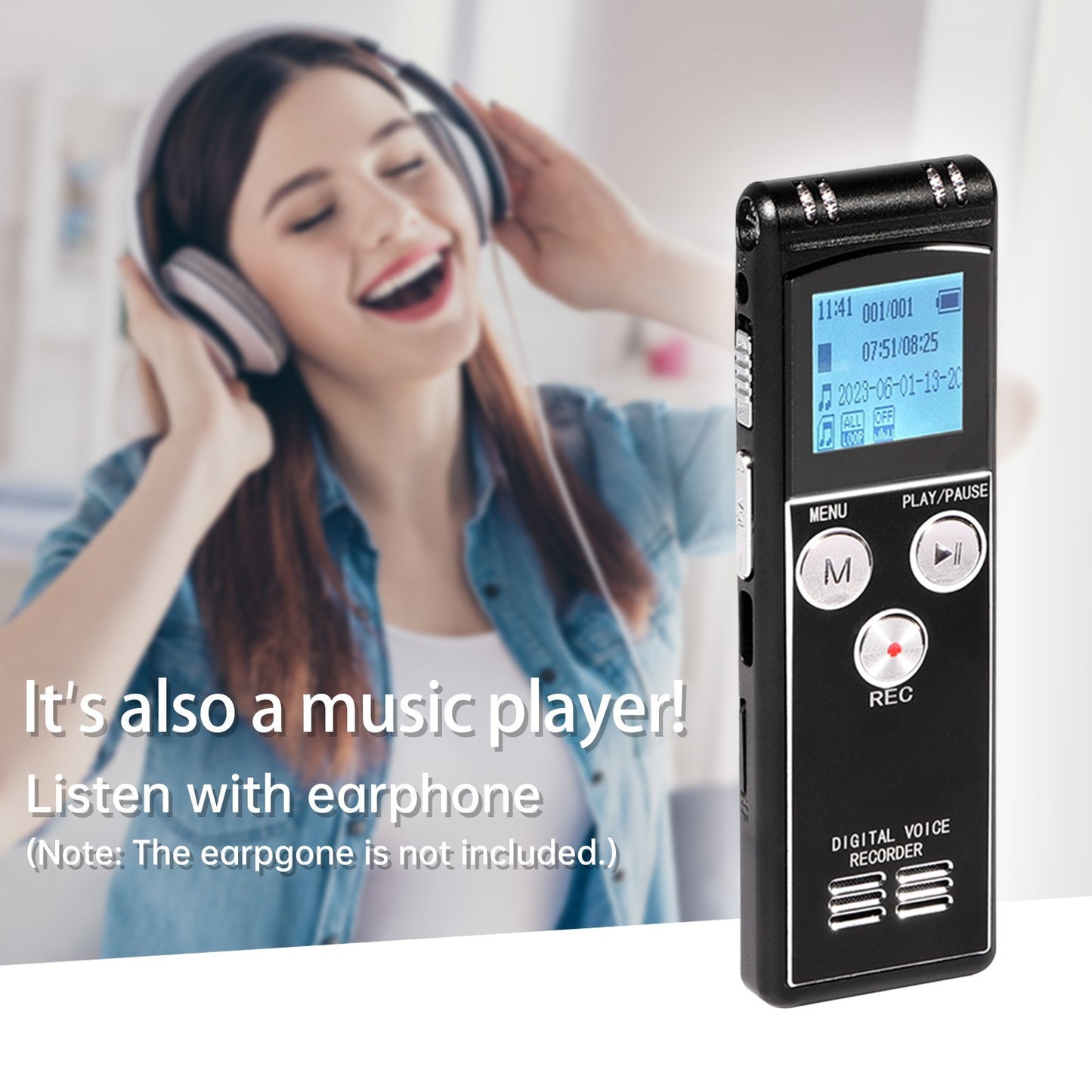 Digital Voice Recorder 40GB T63 with MP3 Player, Mic & Speaker