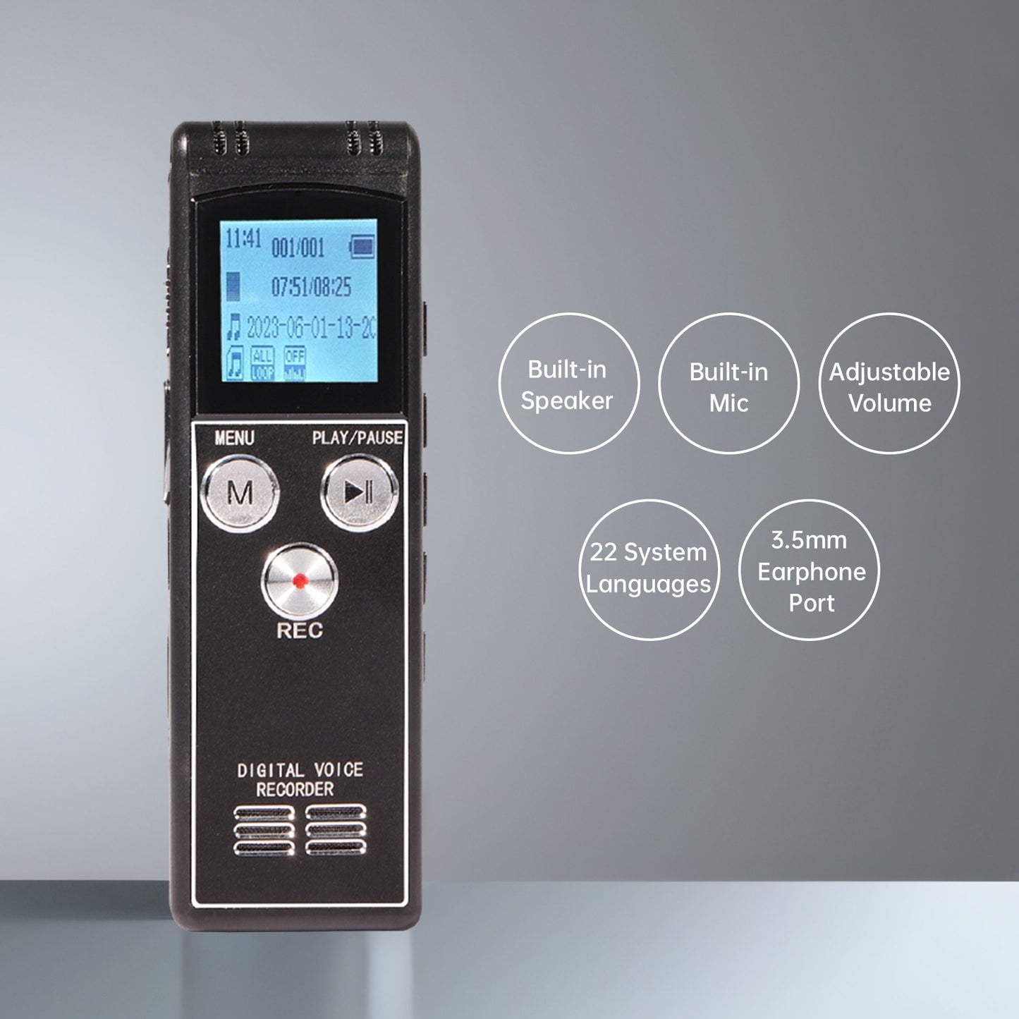 Digital Voice Recorder 40GB T63 with MP3 Player, Mic & Speaker