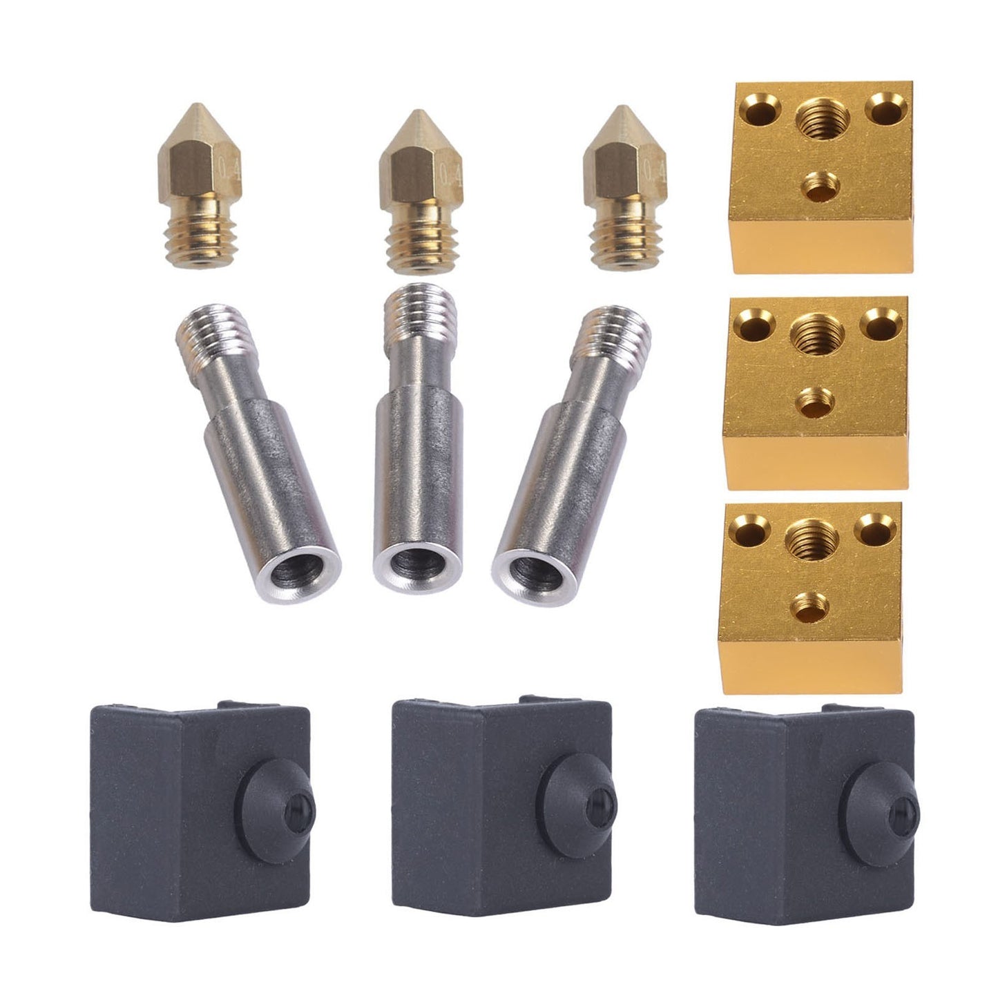 MK8 3D Printer Upgrade Kit: Heatbreak Throat, Silicone Sock, Heater Block & Nozzle Set