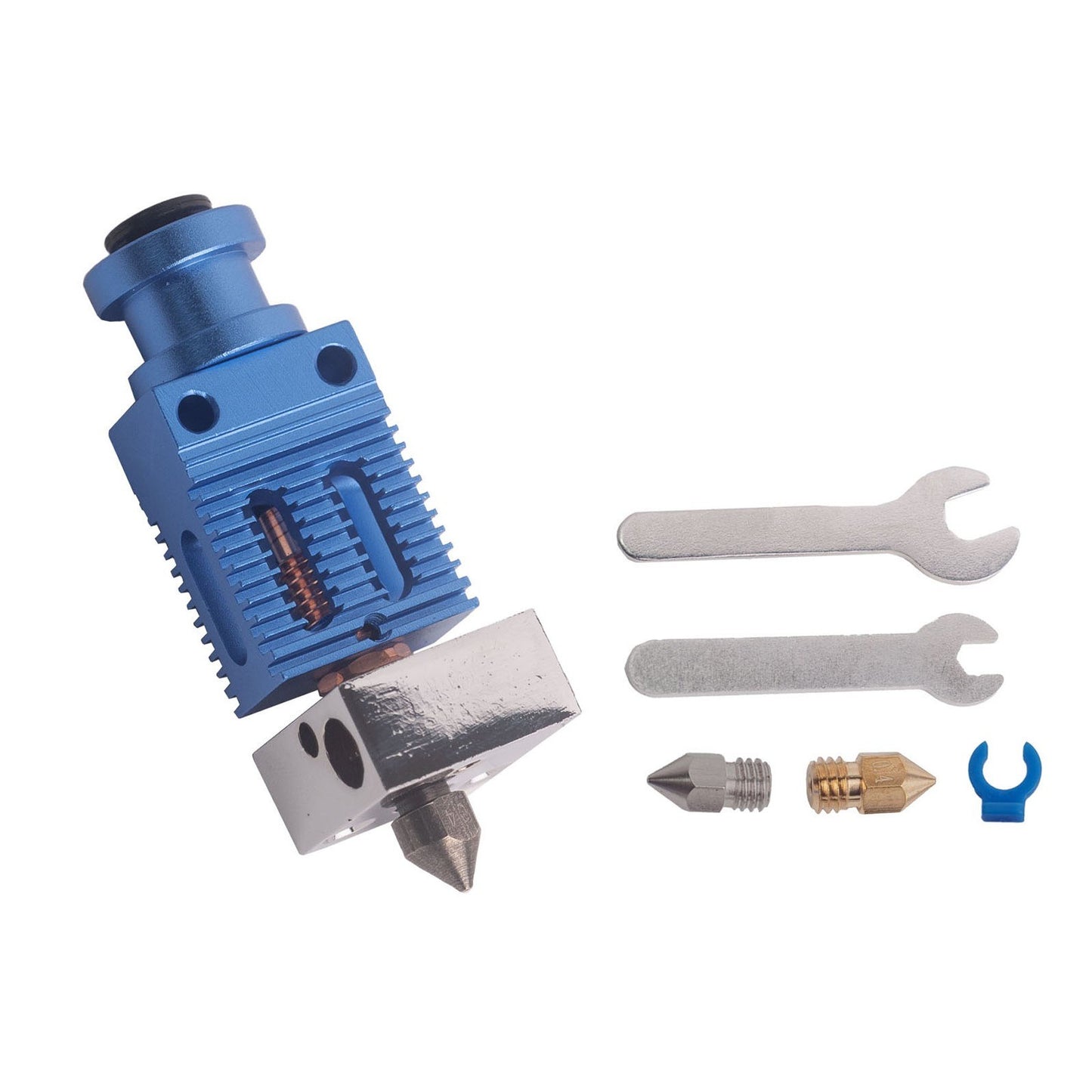 Enhanced 3D Printer Hot End Kit: Copper Heating Block, Titanium Alloy Throat, 3 Material 0.4mm Nozzles, Silicone Socks