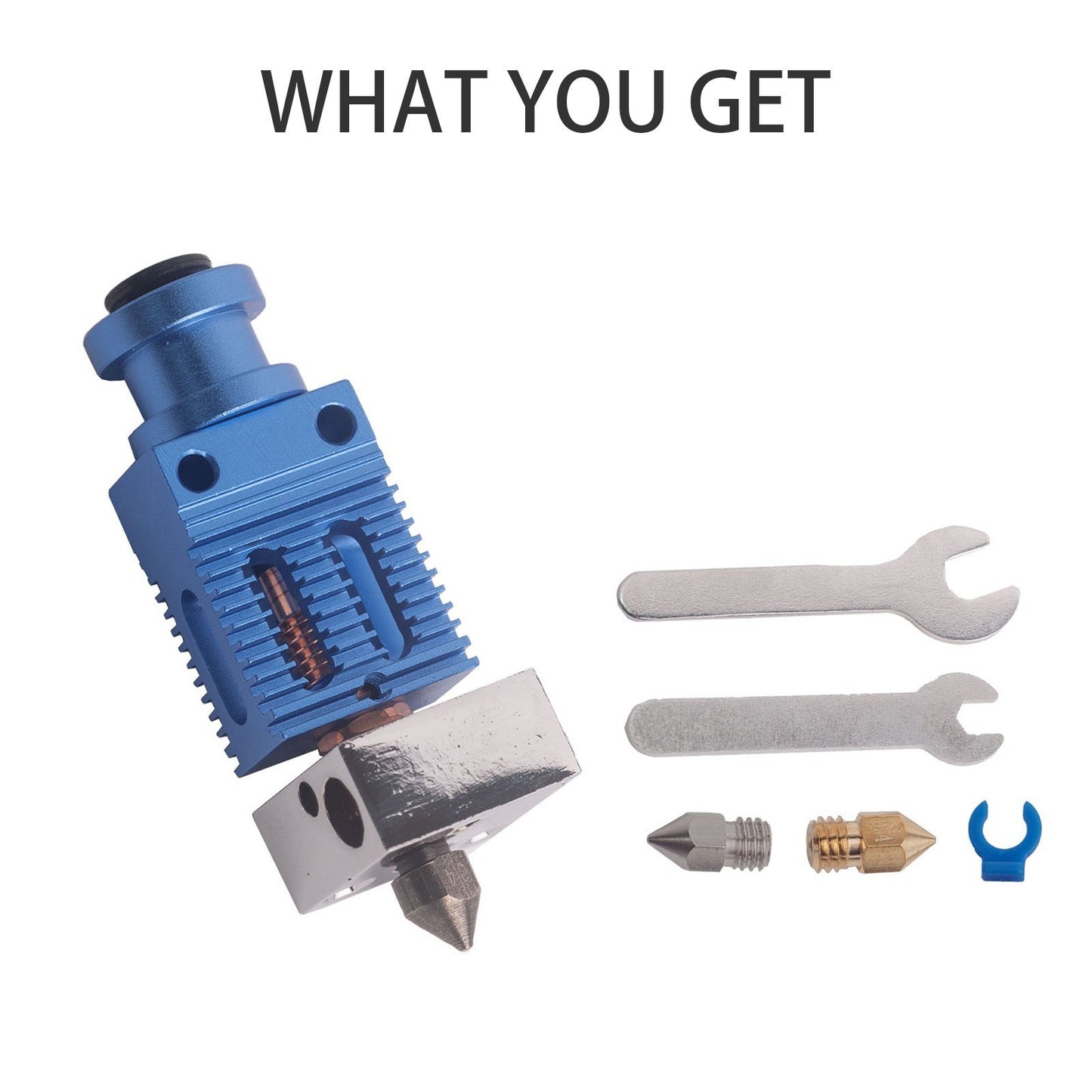 Enhanced 3D Printer Hot End Kit: Copper Heating Block, Titanium Alloy Throat, 3 Material 0.4mm Nozzles, Silicone Socks