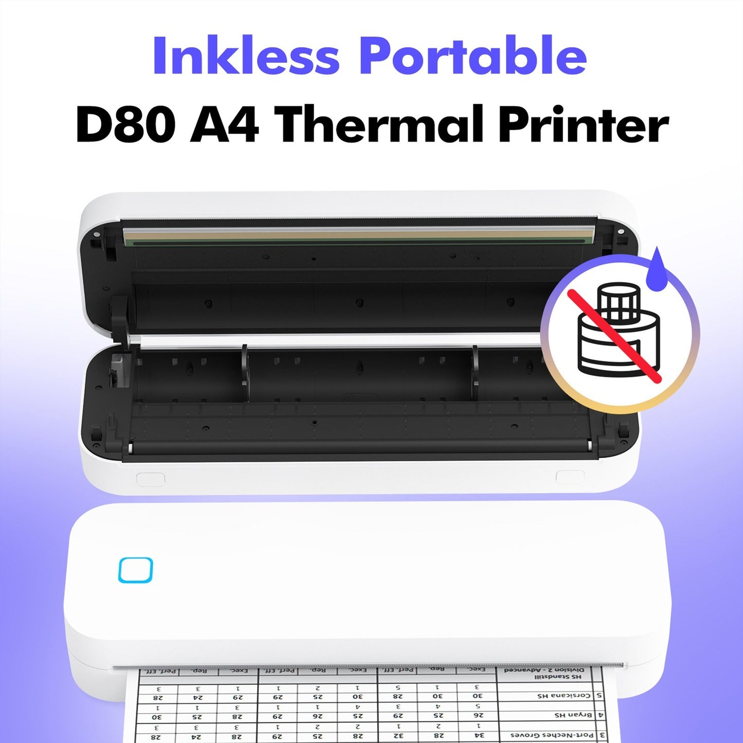 A4 Portable Ink-less Thermal Transfer Printer for Windows/Mac - Tattoo Patterns, PDFs, Webpages, Contracts, Pictures + 1 Paper Roll