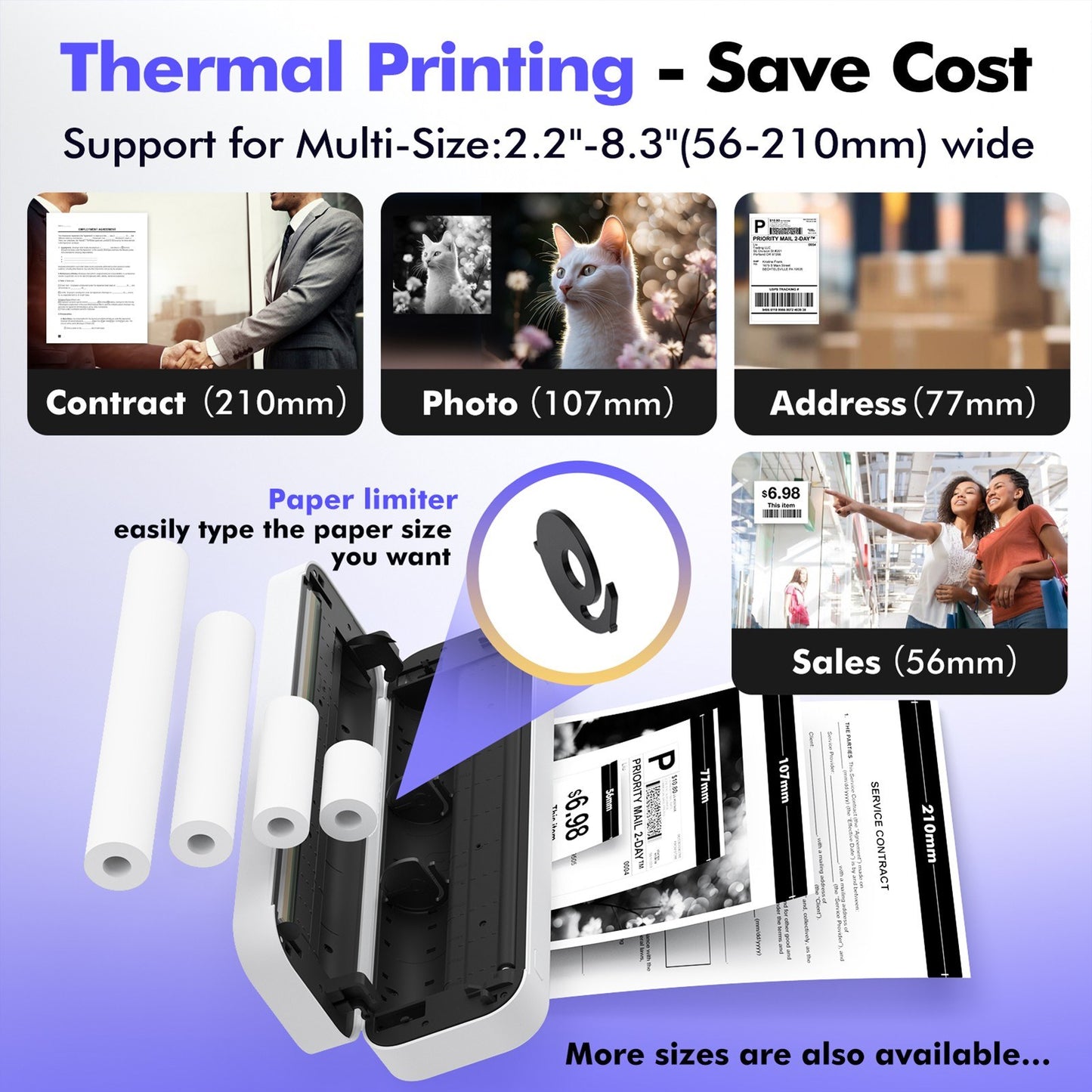 A4 Portable Ink-less Thermal Transfer Printer for Windows/Mac - Tattoo Patterns, PDFs, Webpages, Contracts, Pictures + 1 Paper Roll