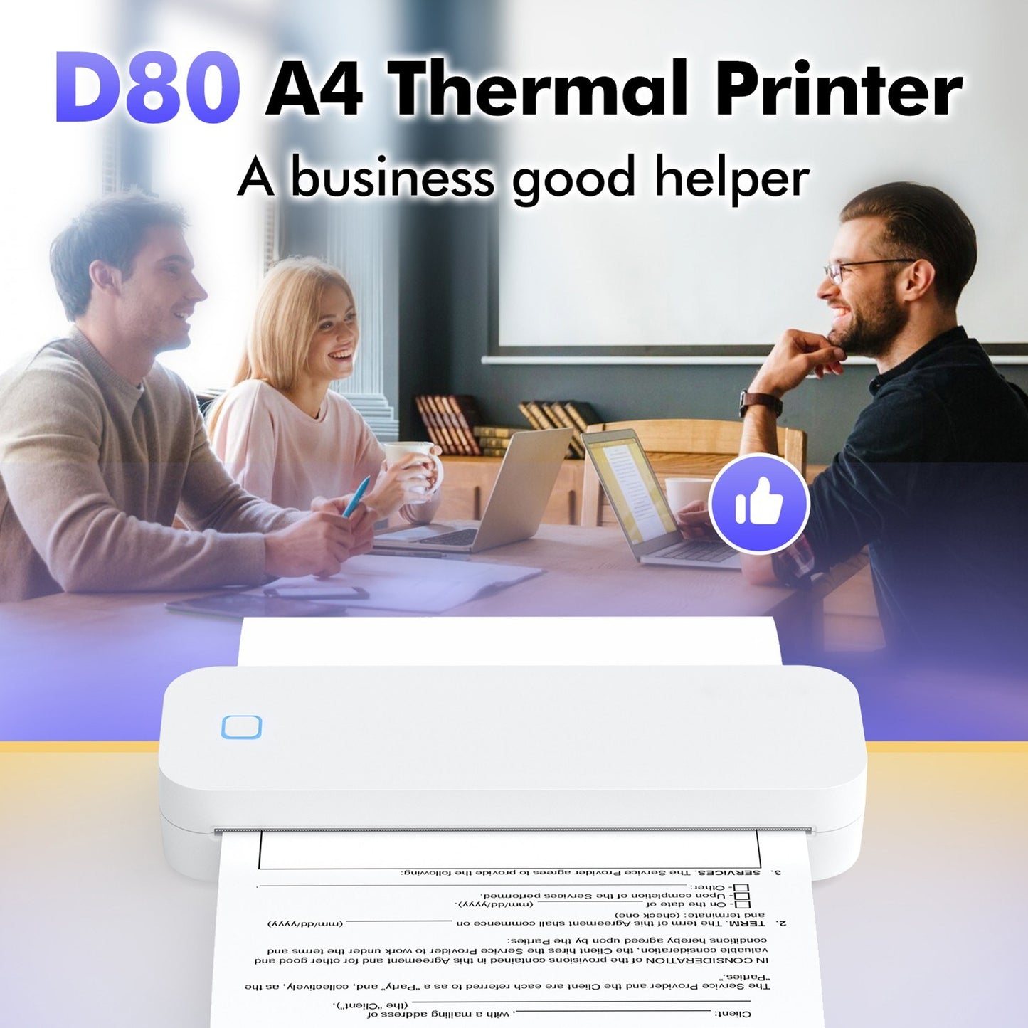 A4 Portable Ink-less Thermal Transfer Printer for Windows/Mac - Tattoo Patterns, PDFs, Webpages, Contracts, Pictures + 1 Paper Roll