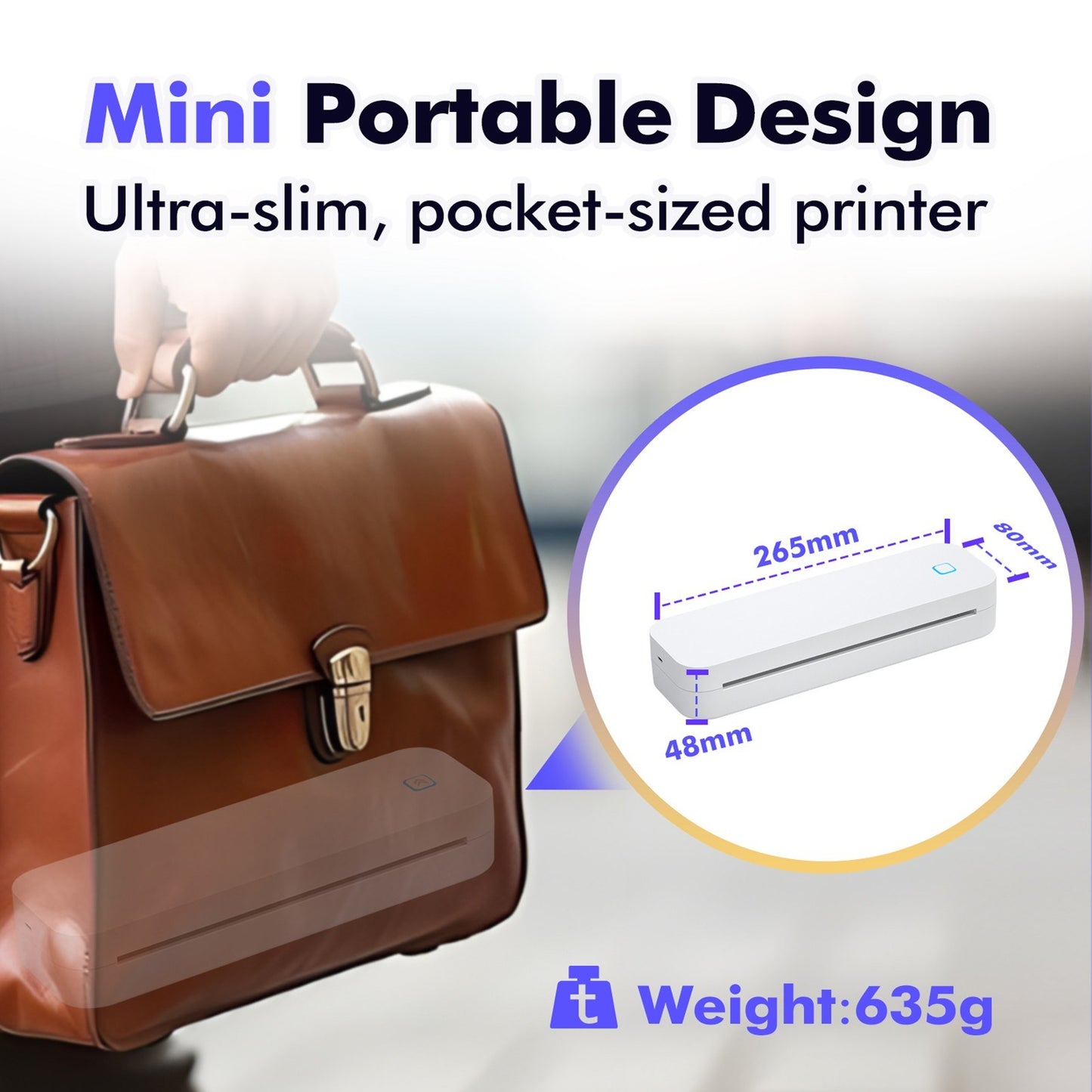 A4 Portable Ink-less Thermal Transfer Printer for Windows/Mac - Tattoo Patterns, PDFs, Webpages, Contracts, Pictures + 1 Paper Roll