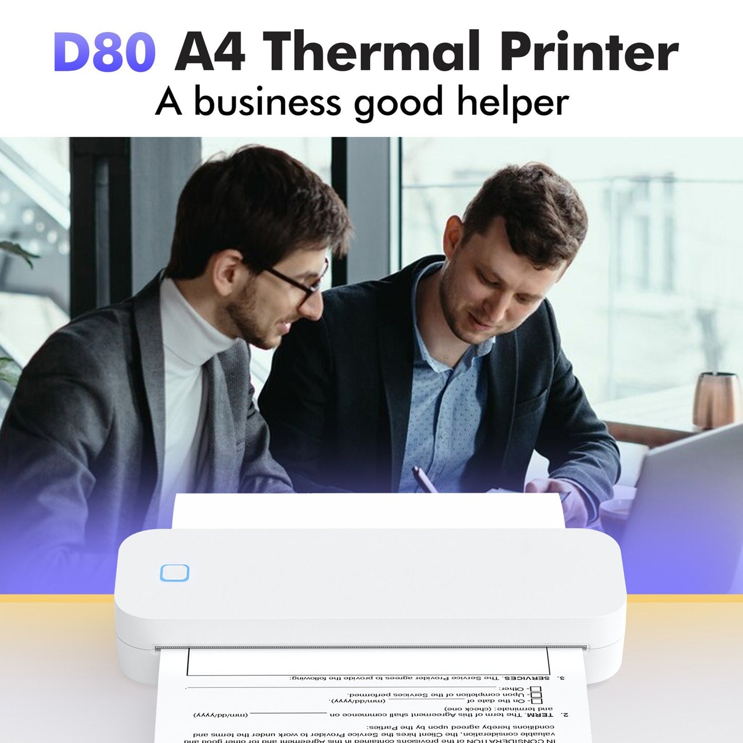 A4 Portable Ink-less Thermal Transfer Printer for Windows/Mac - Tattoo Patterns, PDFs, Webpages, Contracts, Pictures + 1 Paper Roll